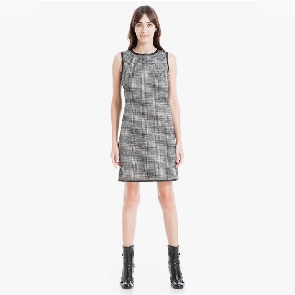 Max Studio Blavk Plaid Midi Jumper Dress Size S Career Office Preppy Fall Preown